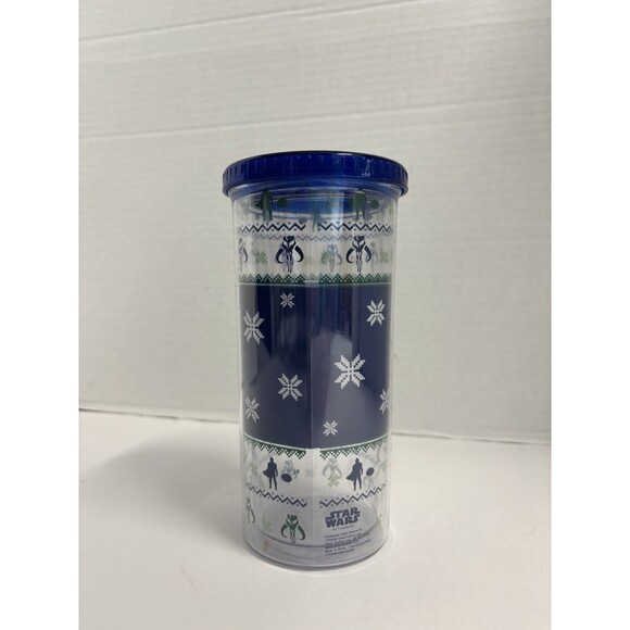 Sleigh Bell Bistro Star Wars Mandalorian Tumbler Cup Lid Straw Grogu Child New - Picture 6 of 9